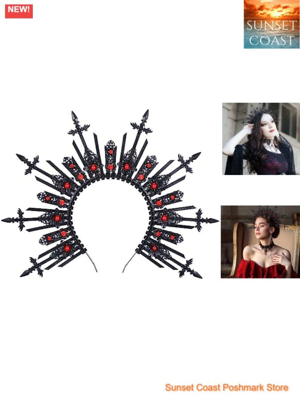 Handmade Gothic Demon Sword Halo Crown Headpiece Cosplay Renaissance Accessory